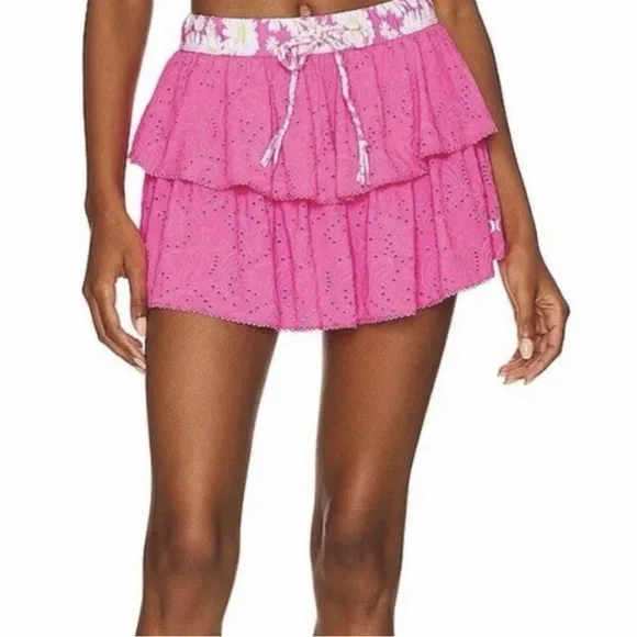 LoveShackFancy x Hurley Paisley Tiered Mini Skirt - Picture 2 of 13